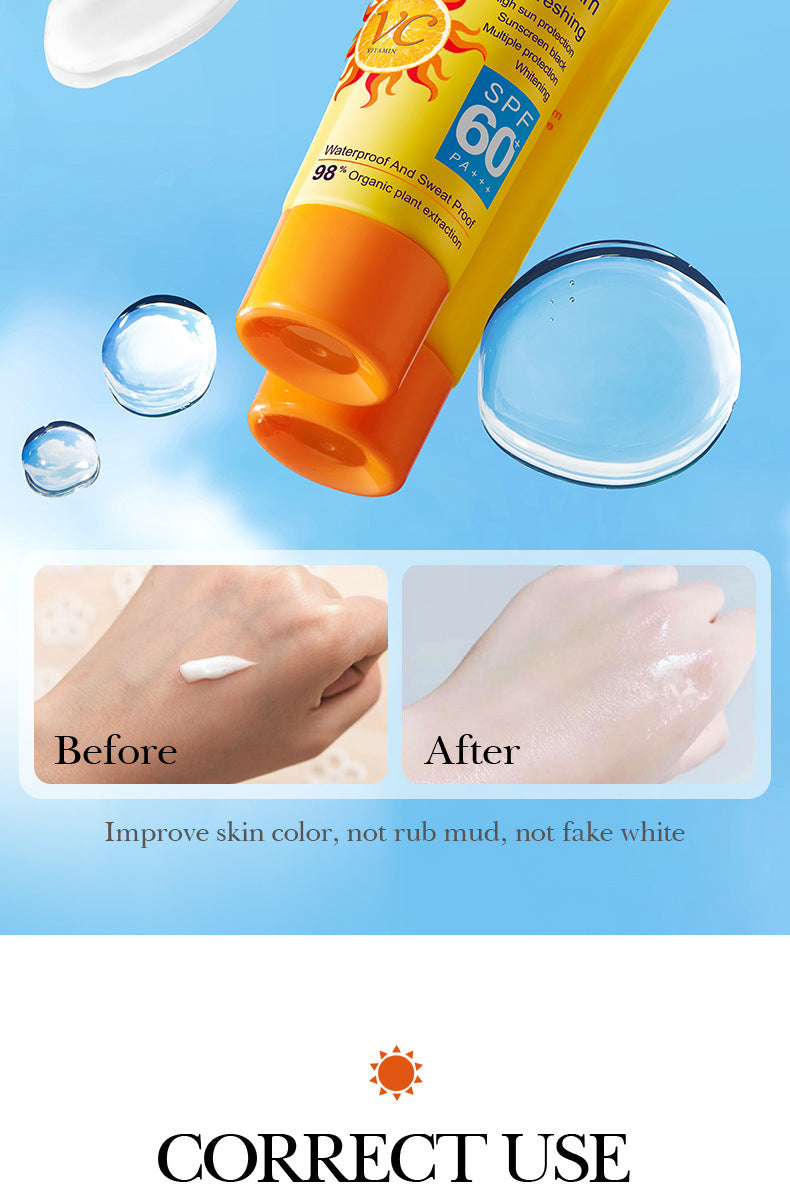 SPF60+VC Sunscreen SADOER Vitamin C Isolation Refreshing Sunscreen Lotion Cross-Border Wholesale