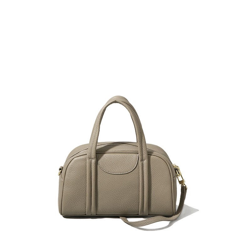 Genuine Leather Women's Boston Handbag2025Autumn Style Top Layer Cowhide Fashion Large Capacity Single Shoulder Crossbody Bag