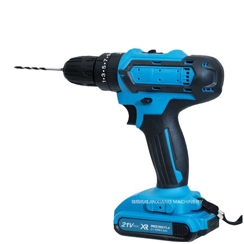 Customized Processing21V Three-Function Impact Lithium Electric Drill Household Tool Set48h Factory Straight Hair