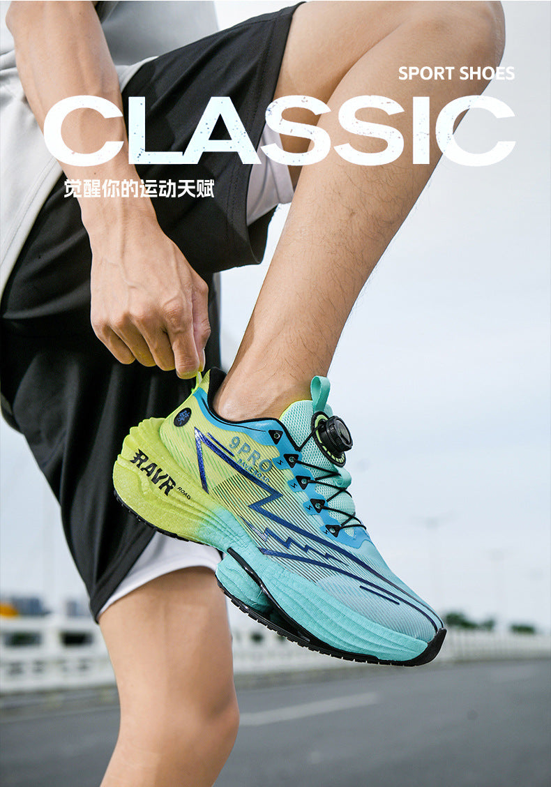 2025Autumn Winter Casual Fashion Double Mesh Knob Buckle Sneakers Super High Elastic Soft Sole Carbon Plate Anti-Slip Running Shoes