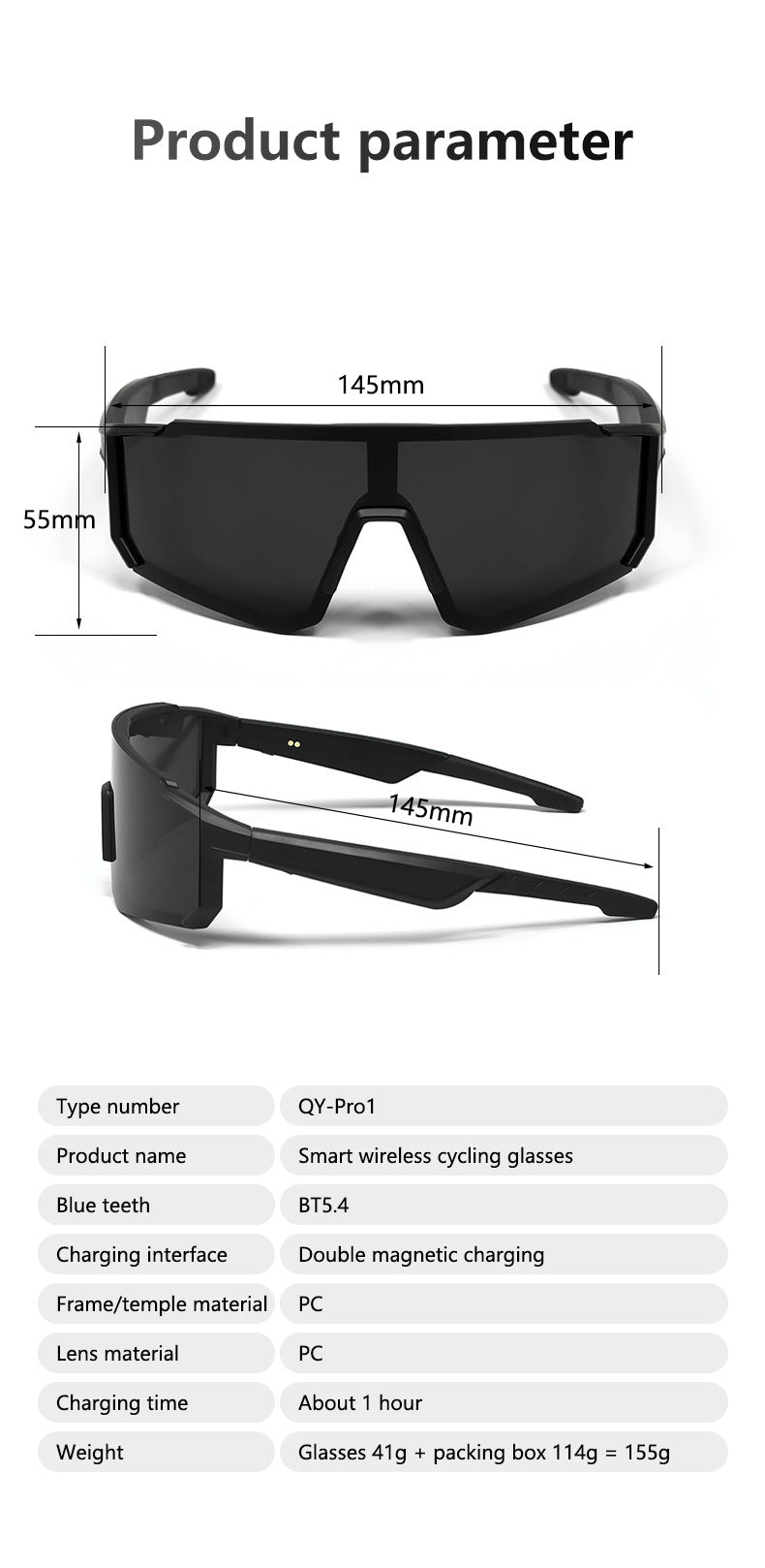 QY01 Pro1Bluetooth Glasses AI Translation Bluetooth Call Music Playback Outdoor Cycling Sports Glasses