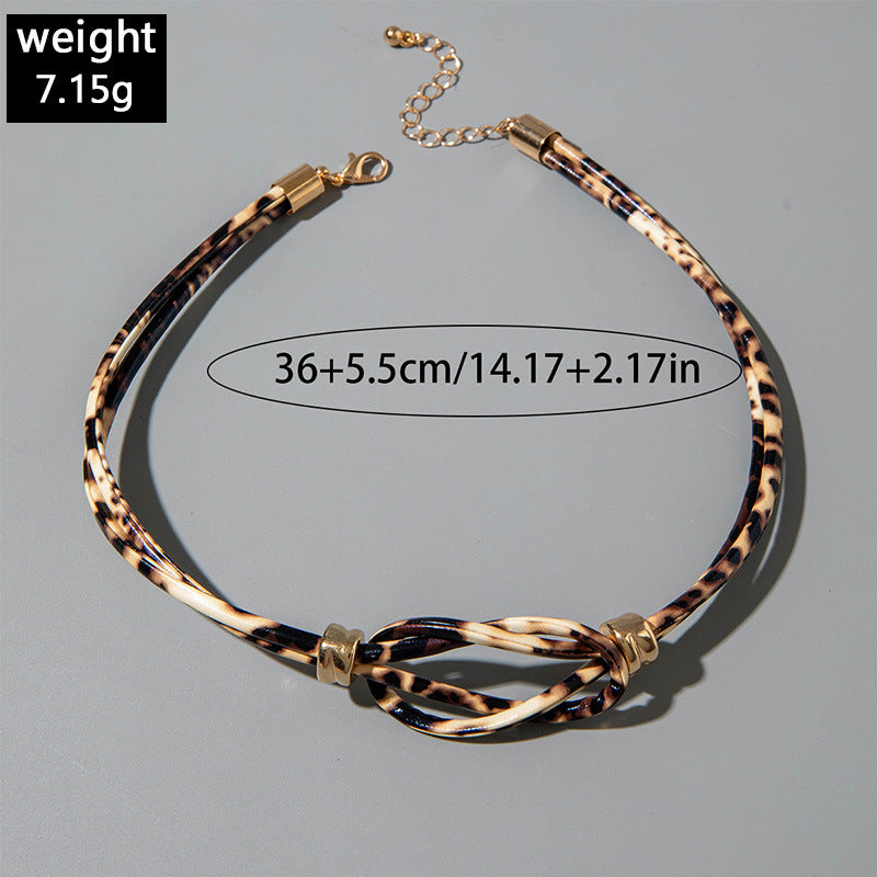 European and American Style Ocean-themed Cross Conch Starfish Pendant Leopard Print Exaggerated Necklace Collarbone Chain Jewelry