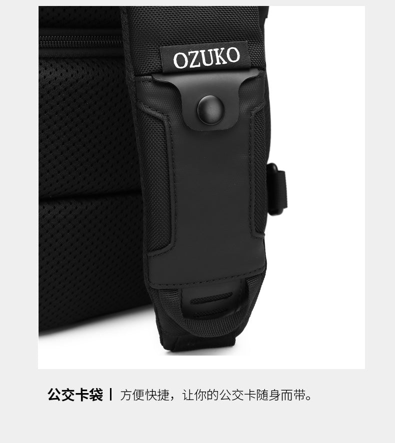 OZUKO Business Chest Bag Men's Large Capacity Waterproof Crossbody Bag High-end trendy brand simple commuter portable bag