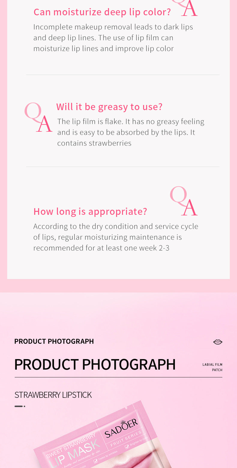 Cross-border Boxed Lip Mask8gx20slice Fruit Strawberry Moisturizing Care Moisturizing Lip Mask Foreign Trade Manufacturer Wholesale