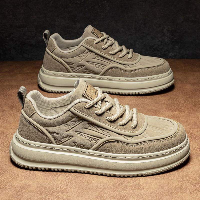 Men's Shoes2025New Summer Breathable Men's Work Height-Increasing Leather Shoes Sports Casual Versatile Thick-Soled Sneakers