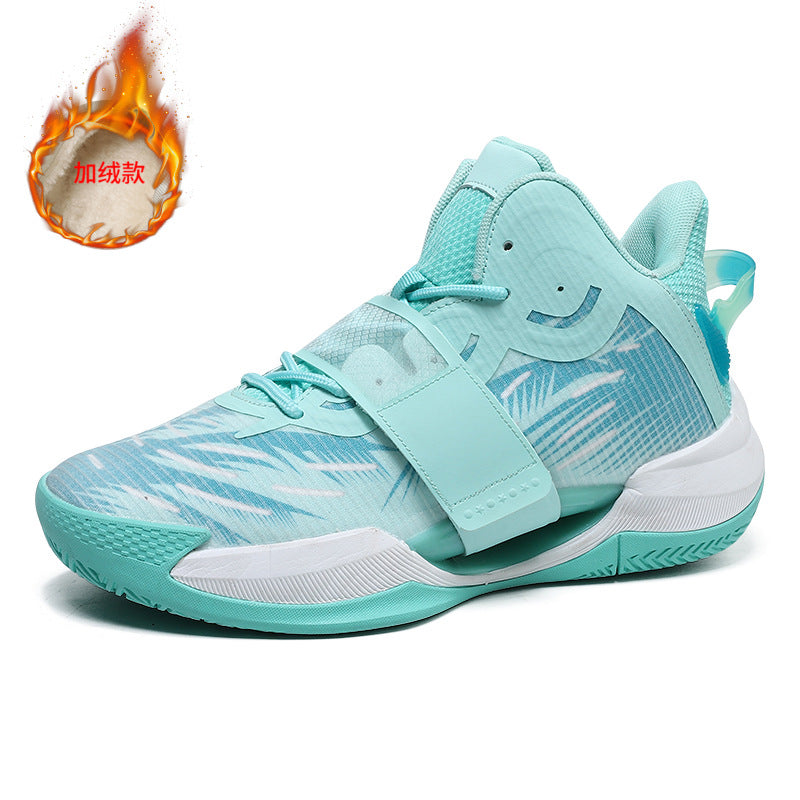 Winter New Fashion Trend Fleece-Lined Warm Sports Shoes for Teenagers Professional Training Non-Slip Cushioned Basketball Shoes