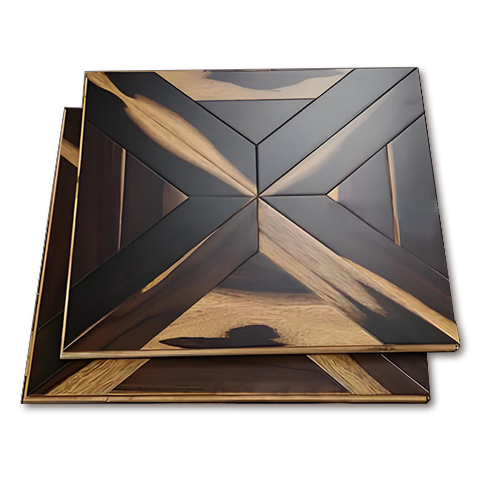 12mm Custom Square Rosewood Parquet Flooring | Engineered Hardwood Panels Deep Grain Texture Click Lock for Home Hotel Outdoor