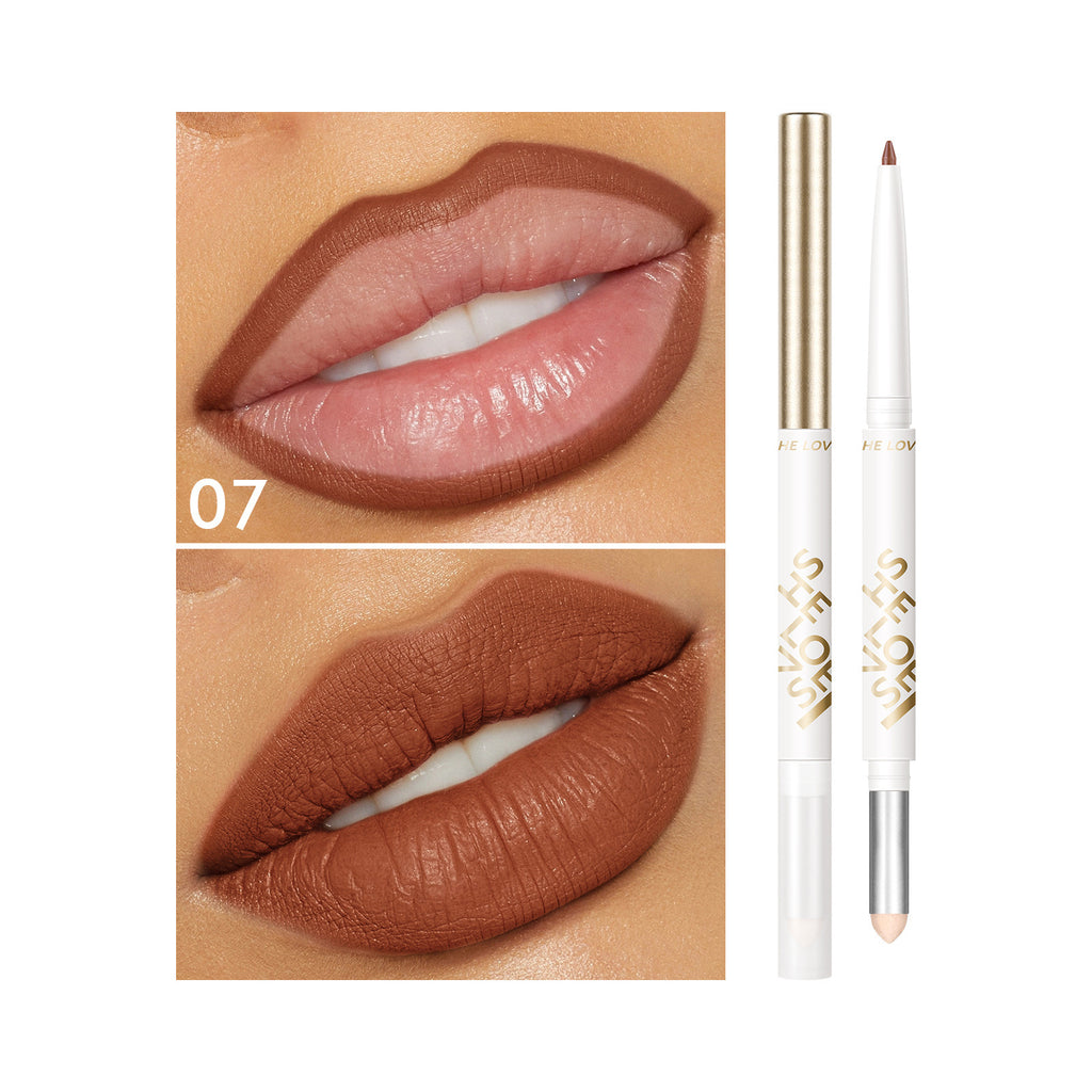 Dual-ended Lip Liner Pencil European and American Matte Non-Stick Cup Lipstick Lip Liner Small Batch Wholesale