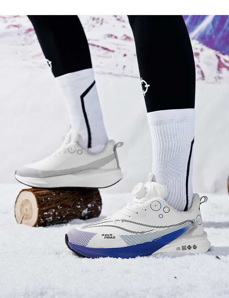 Red Rabbit8PRO Real Explosive Carbon Plate Youth Racing Leather Surface Fleece-Lined Warm Running Shoes for Men and Women with Rotating Buckle Sports Shoes