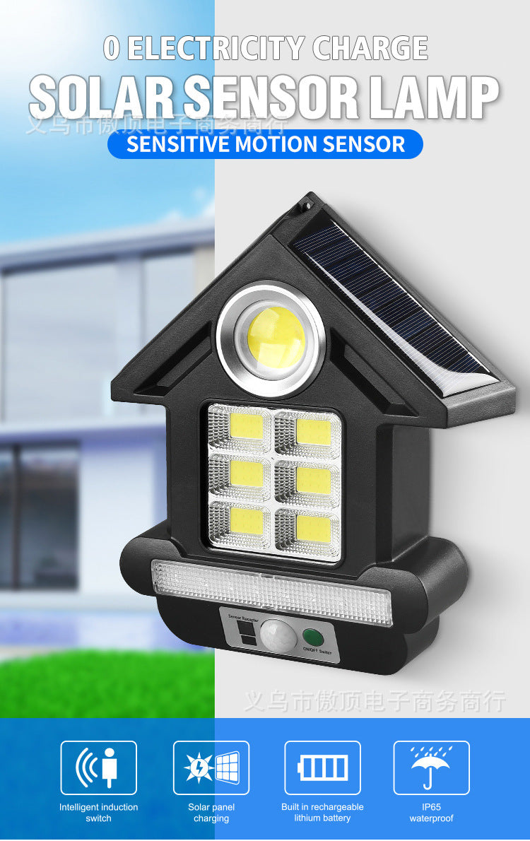 Solar Street Light Human Body Sensing Small Wall Light with Remote Control Garden Light COB Security Light Waterproof Garden Light
