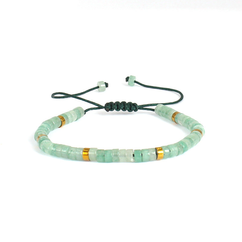 Women's Lapis Lazuli Handwoven Bracelet Natural Stone Beaded Green Imperial Adjustable Woven Bracelet