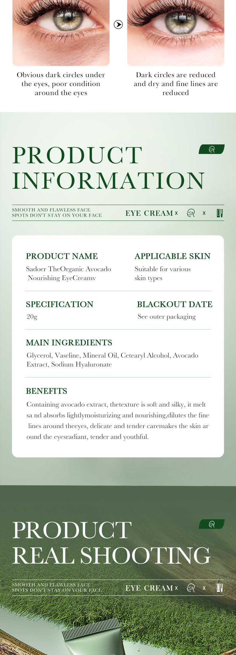 Full English Avocado Skincare Set SADOER Cleansing, moisturizing and moisturizing six-piece set  foreign trade wholesale