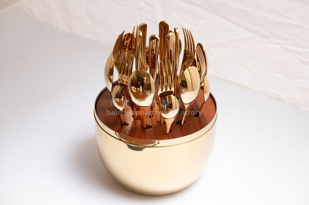 tablewareset Storage Golden Egg Stainless Steel24High-looking restaurant cutlery, forks and spoons set