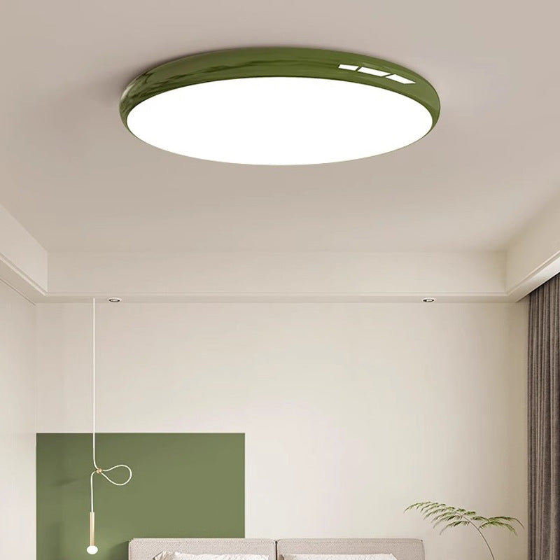Cream style master bedroom lamp, round Nordic ceiling lamp LED Iron Art Study Lamp Creative Living Room Lamp Home Atmosphere