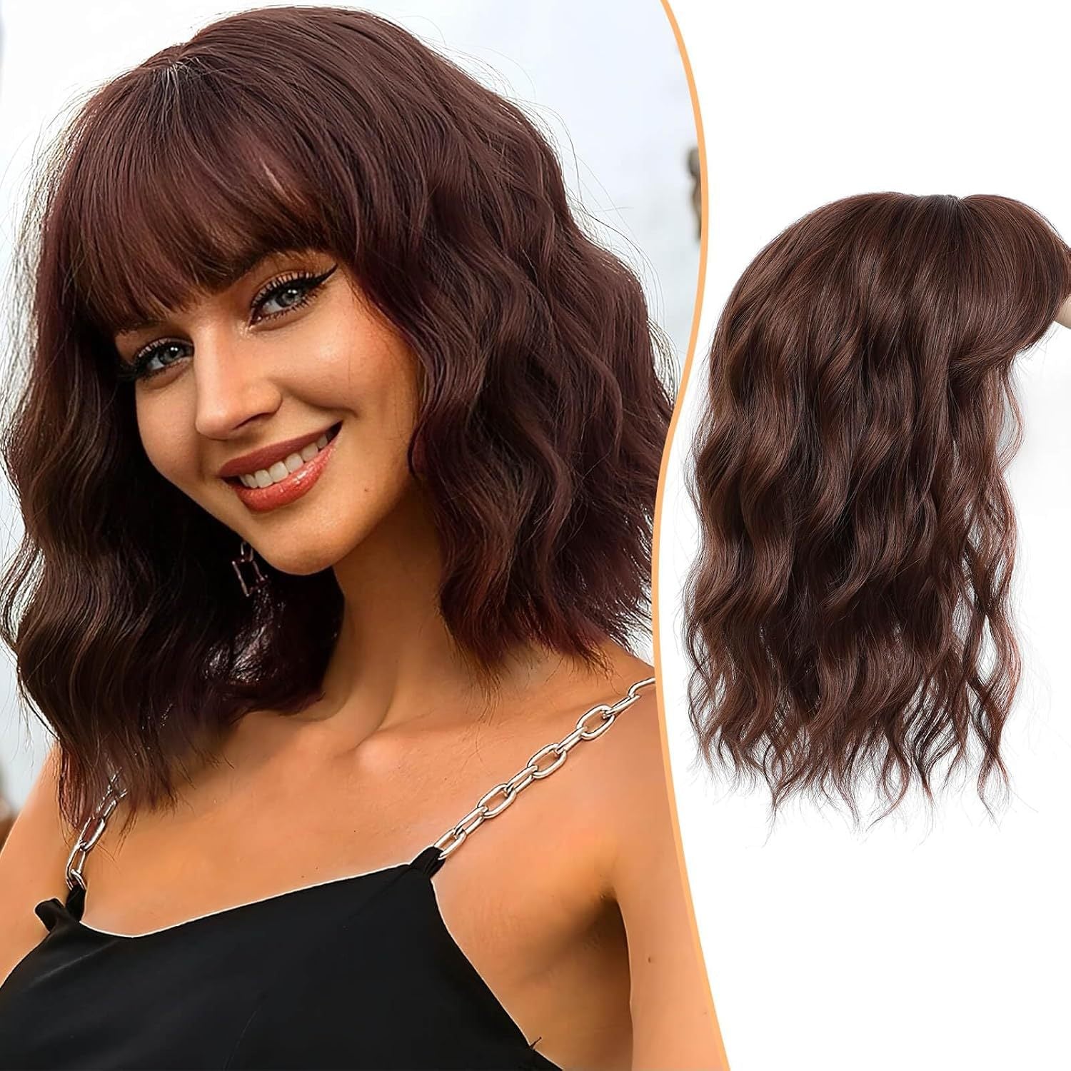 141 Inch European and American Style Synthetic Hair Patch with Bangs to Cover Scalp, Hair Patch water topper