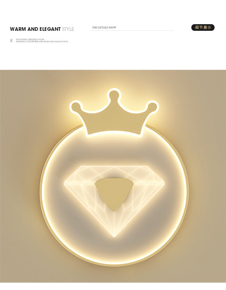 Children's Room Crown Ceiling Lamp led Room Bedroom Lamp Iron Art Boys Girls Energy-saving Eye Protection Cartoon Lamp Wholesale