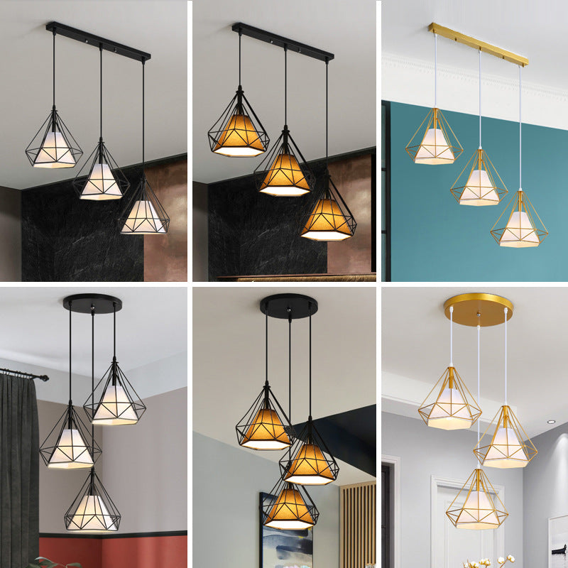 Restaurant Chandelier Three-Head Light Luxury Lighting Modern Simple Dining Table Bar Counter led Long Strip Dining Room Light2025New Year