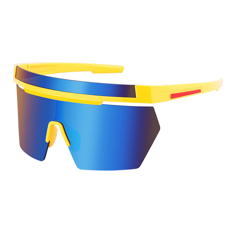 European and American Style Colorful Outdoor Sports Cycling Sunglasses for Women Trendy Fashion One-piece Windproof Sunglasses for Men Wholesale