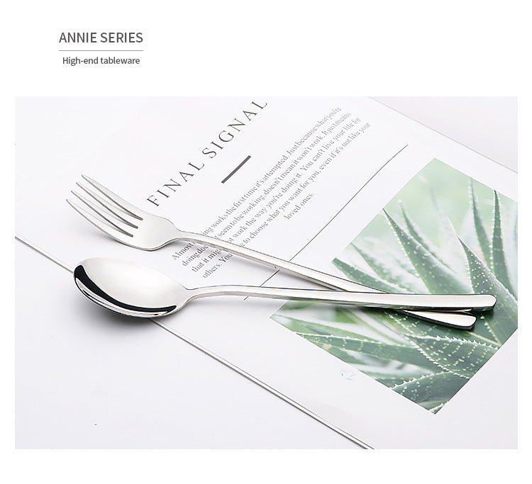 304Stainless Steel Tableware Korean Style Spoon Fork Adult Deepened Soup Spoon Ramen Fork Glossy Ruyi Wholesale Korean Style Wholesale