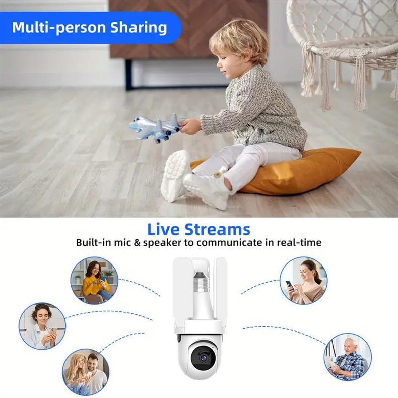 Wireless Light Head Surveillance Camera 360360-Degree Panoramic Smart HD Three-Blade Fan-Shaped Surveillance Camera Light Head