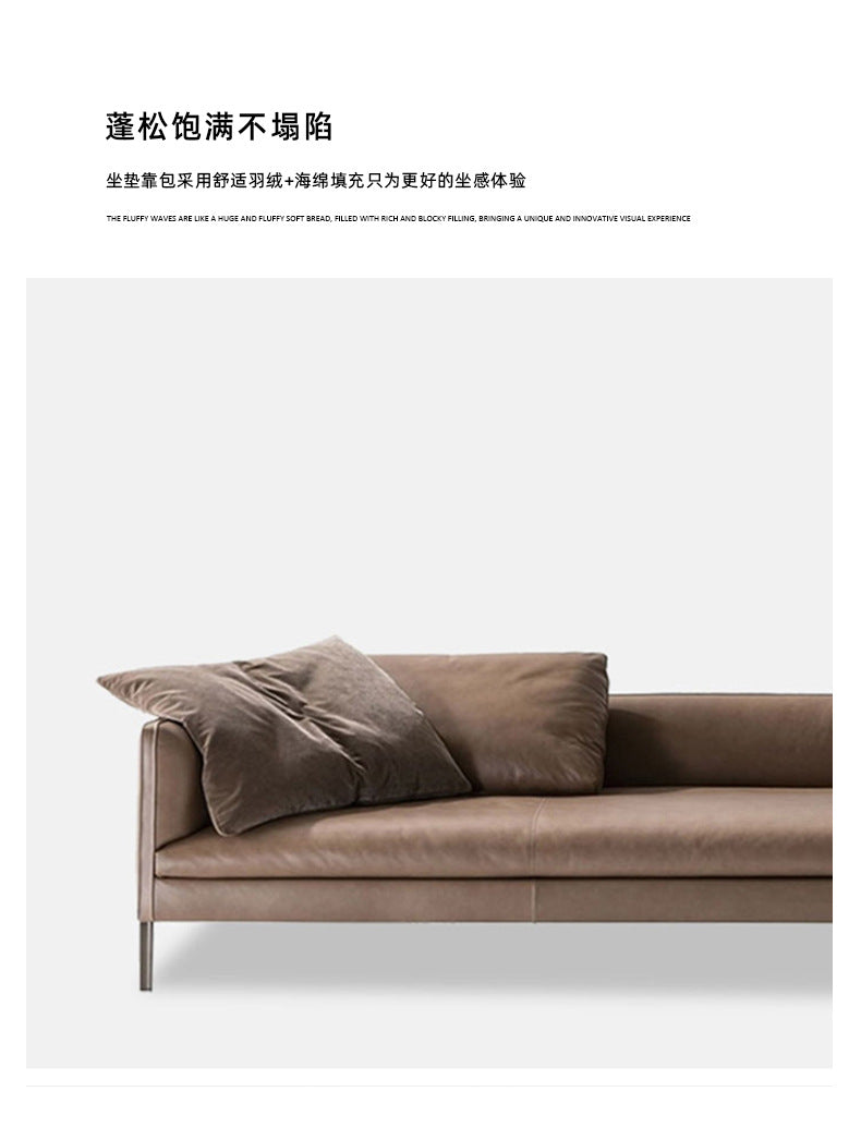 Italian Minimalist Genuine Leather Sofa Light Luxury Simple Modern Latex Nordic Down Living Room Combination Small Apartment Sofa Shipping and tax not included