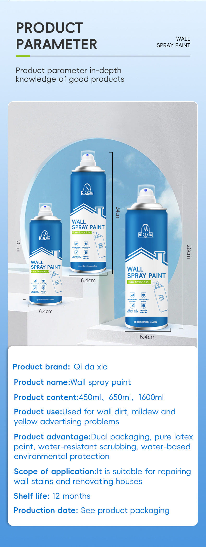 Specialized Wall Spray Paint for Wall Repair, Water-Based Renovation, White Stain and Graffiti Cover, Self-Spray Paint for Home Use