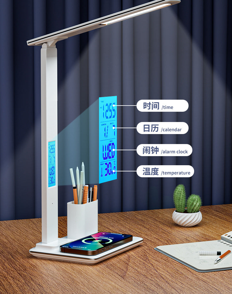 LED Display Screen Multi-Function Desk Lamp with Alarm Clock, Eye Protection Study Lamp, Foldable Touch Smart Reading Lamp