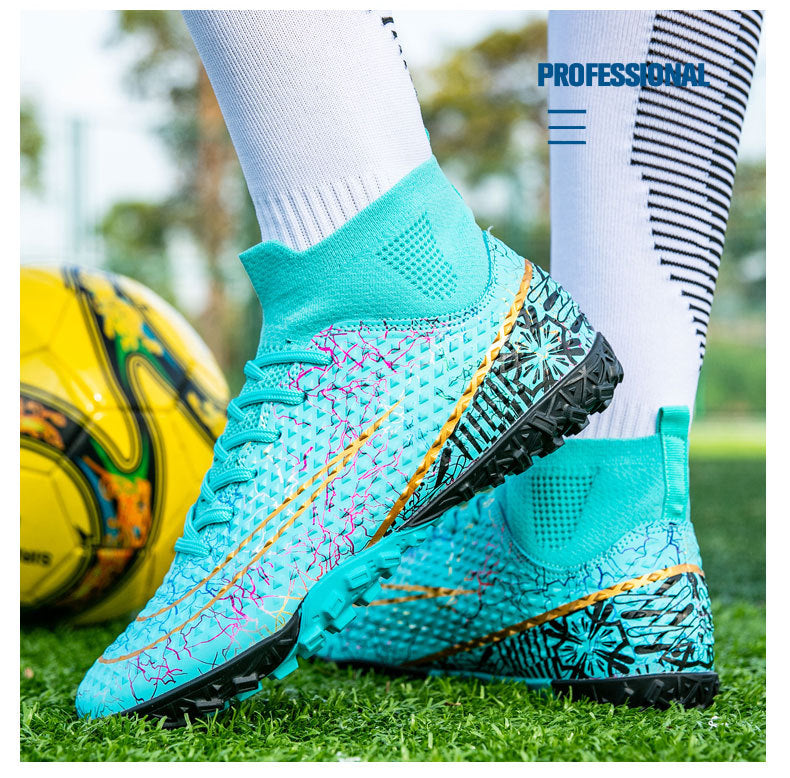 New high-top soccer shoes for men and women AG Spike TF Broken Nail Youth Student Grassland Competition Training Shoes