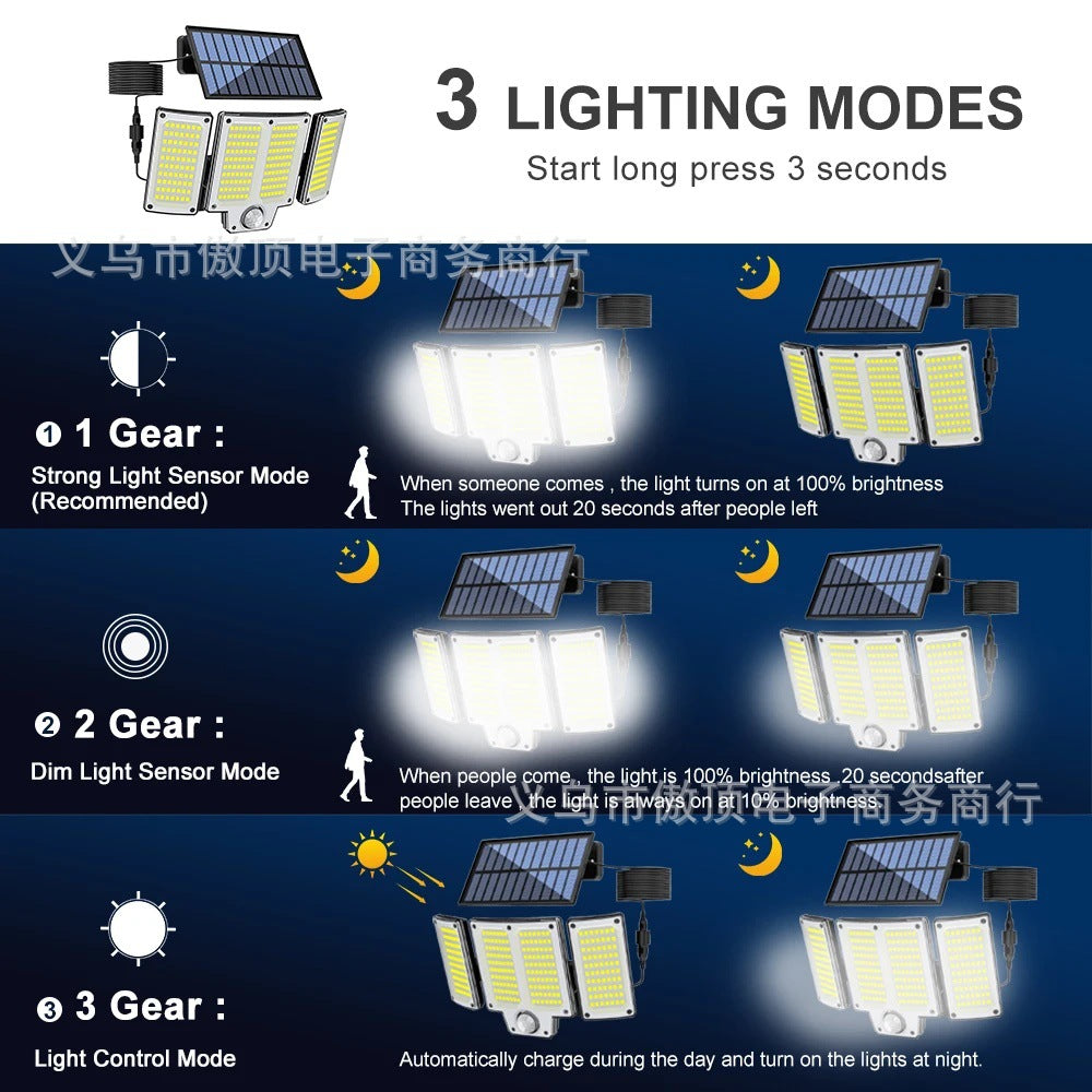 Outdoor Solar Split Street Light, Automatically Brightens After Dark, Garden Light with Human Body Sensor Wall Light Waterproof LED Lamp