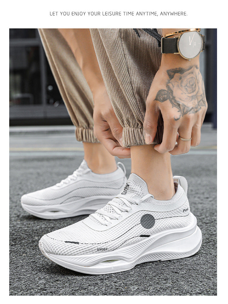 Summer Fly Electric Rebound Shock Absorption Running Shoes Men's Shoes Fly Weave Breathable Comfortable Physical Exam Training Marathon Sports Shoes