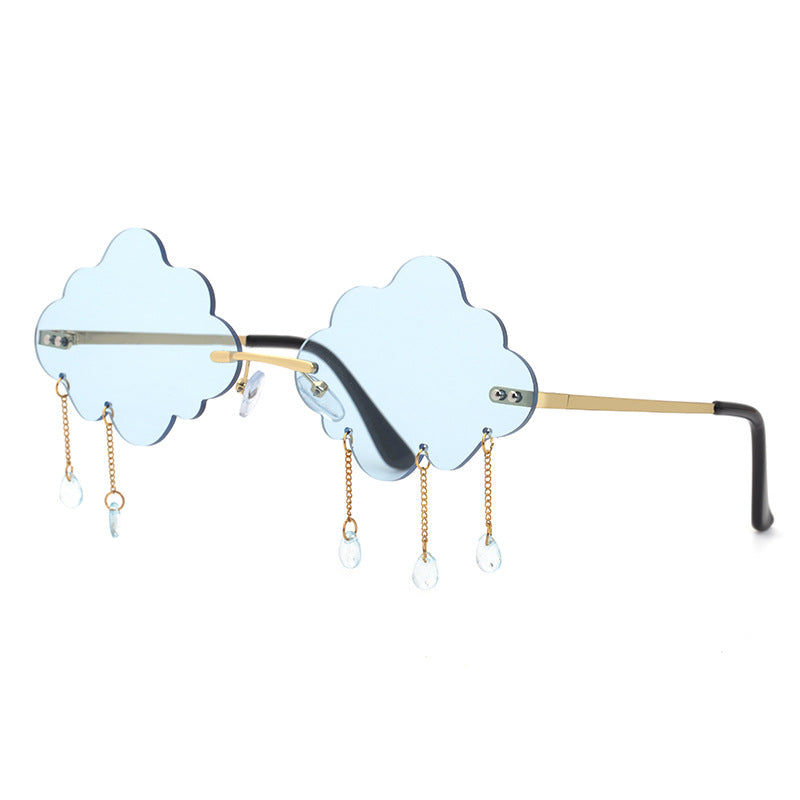 New Sunglasses for Women with Pendant Cloud Design, Trendy Personality Party Funny Ocean Film Prom Sunglasses