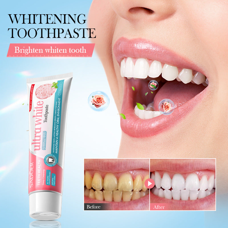 Rose Salt Brightening Stain Removal Toothpaste SADOER Oral Teeth Gum Care Plant-Based Toothpaste  Wholesale