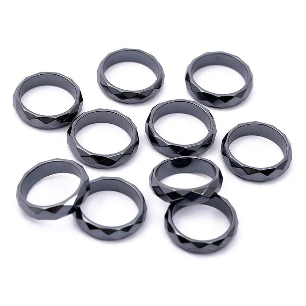 Hematite Ring Unisex6T Flat Ring Street Stall Wholesale Small Gift Simple Couple Rings