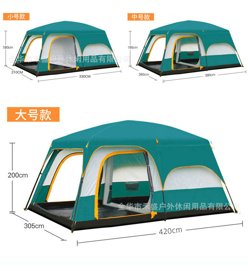 Thickened outdoor tent with two rooms and one living area, sunproof and waterproof3-12Camping Tent