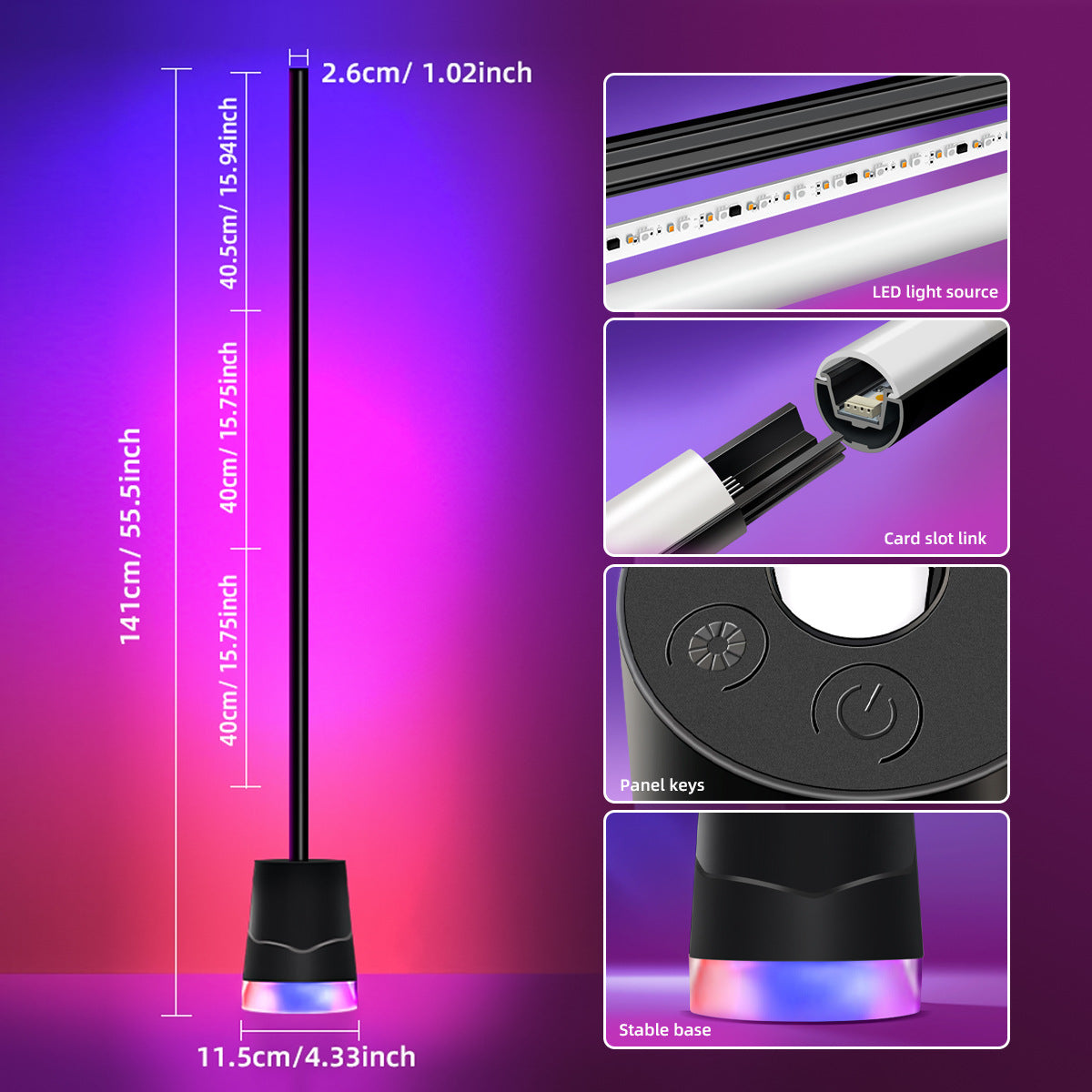 Cylindrical Floor Lamp led Floor Lamp Bluetooth Floor Lamp RGB Floor Lamp Colorful Atmosphere Light Gaming Lamp New Product