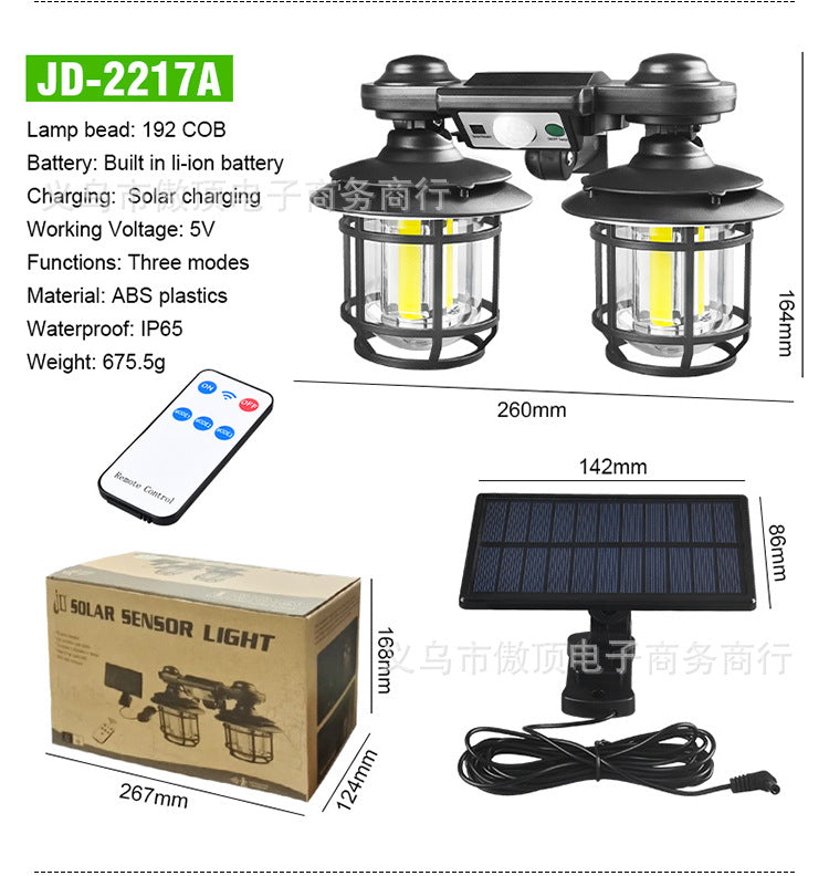 New Double-Head Retro Solar Ground Plug Light Human Body Sensing Split Light Home Wall Lighting Remote Control Light