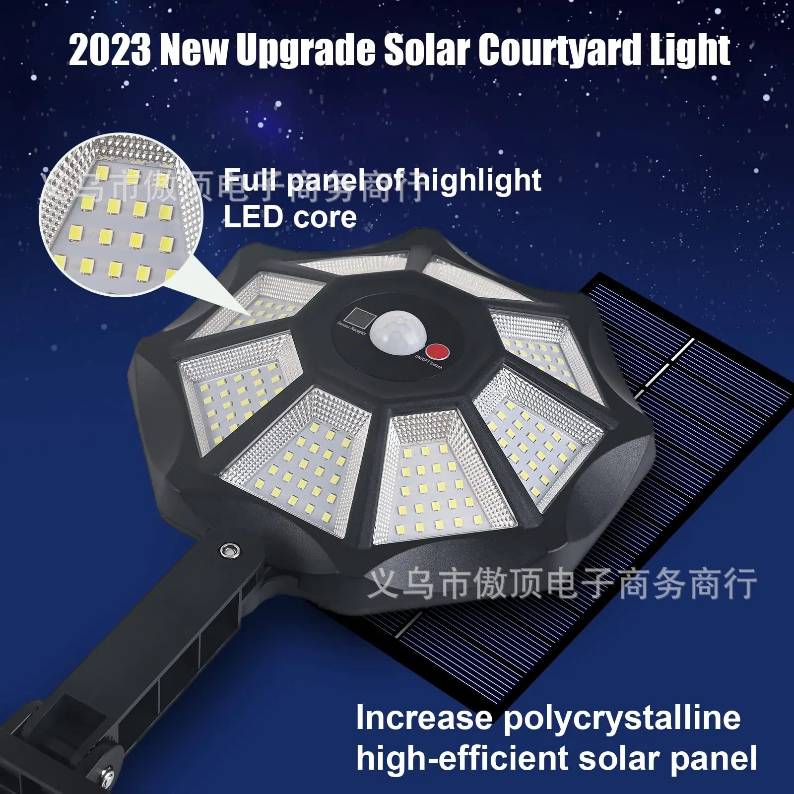 New Solar Light Outdoor Courtyard Human Body Sensing Street Light Remote Control Wall Light Waterproof Garden Garage Light