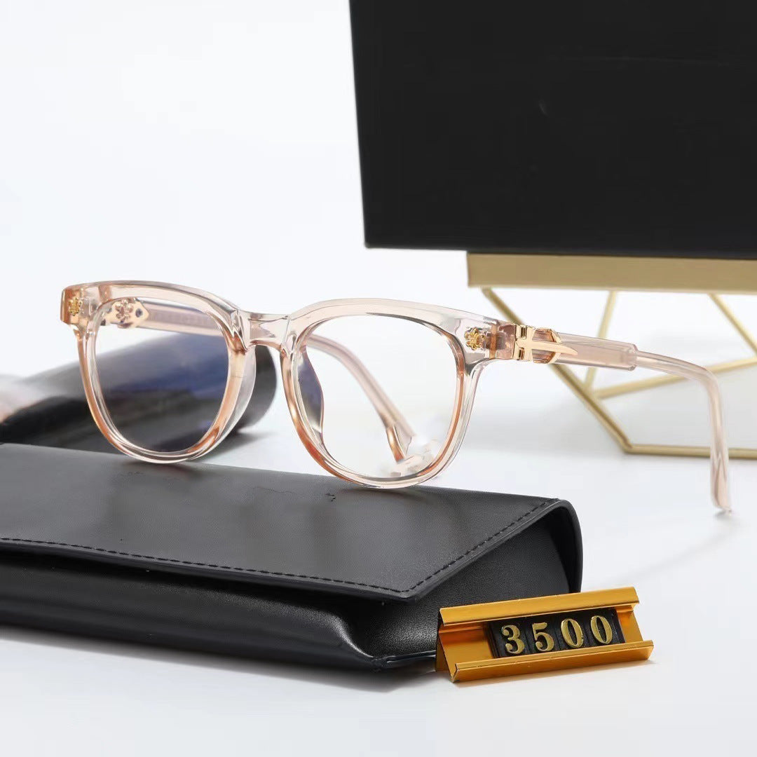 2024 New high-end brand design men's and women's square non-prescription glasses colorless clear Vintage3500