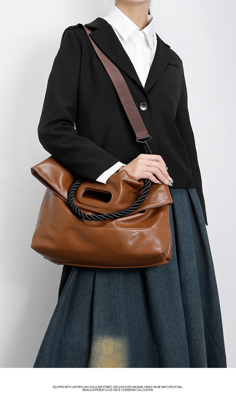 Fashion Women's Bag Spring New Soft Leather Ladies Bag Large Capacity Simple Commuter Student Shoulder Tote Bag