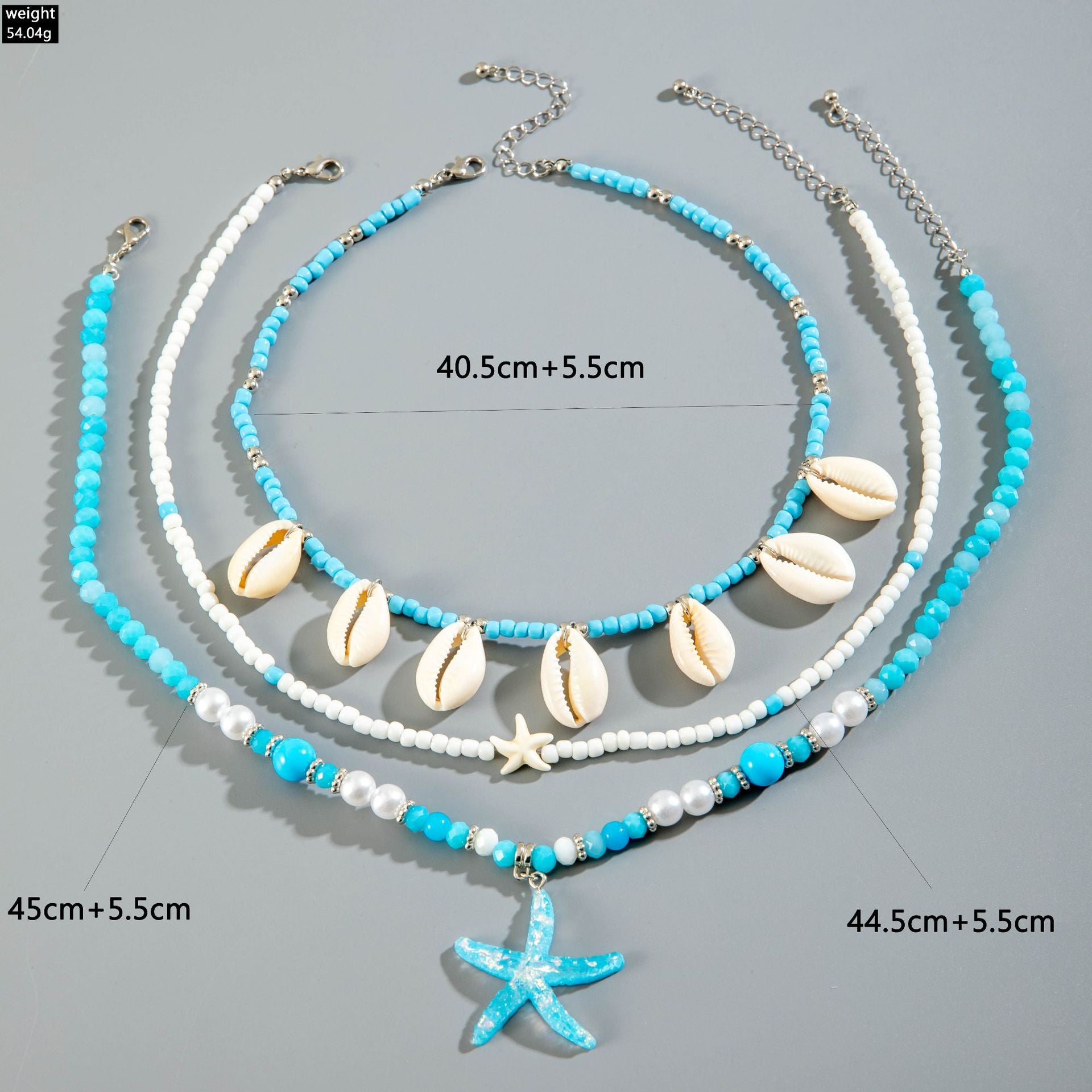 Jewelry Beaded Necklace Beach Imitation Pearl Necklace Starfish Shell Retro Vacation Small Multi-layer Necklace for Women
