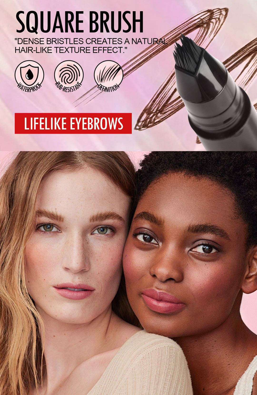 Specially Designed Multi-Pronged Plush Waterproof Eyebrow Pencil Long-Lasting Non-Fading Liquid Eyebrow Pencil for Distinct Wild Eyebrows