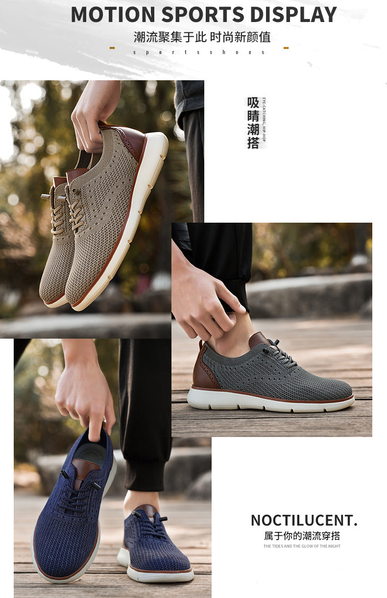 Foreign Trade Large Size Men's Shoes Lightweight Casual Sports Shoes Breathable Flyknit Mesh Loafers One-Piece Dropshipping Fashion Versatile