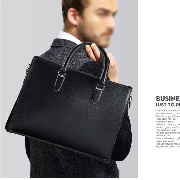 Business Trip Fingerprint Lock Handbag Men's Top Layer Cowhide Large Capacity High-end Feel Men's Business Commuting Genuine Leather Briefcase