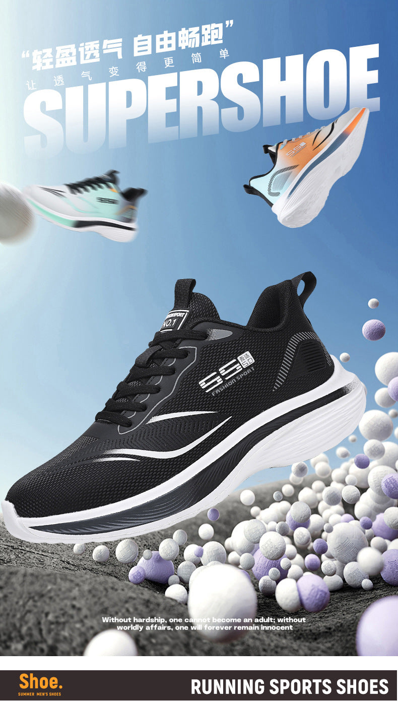 2025New mesh breathable men's casual running shoes ultra-light thick-soled non-slip trendy fashion sneakers