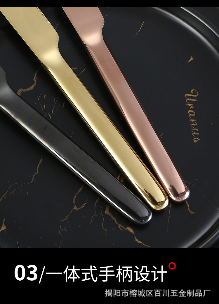 304Stainless Steel Knife Fork Spoon Thickened Tableware Western Hotel High-end Steak Knife Fork Dessert Spoon Set Kunting