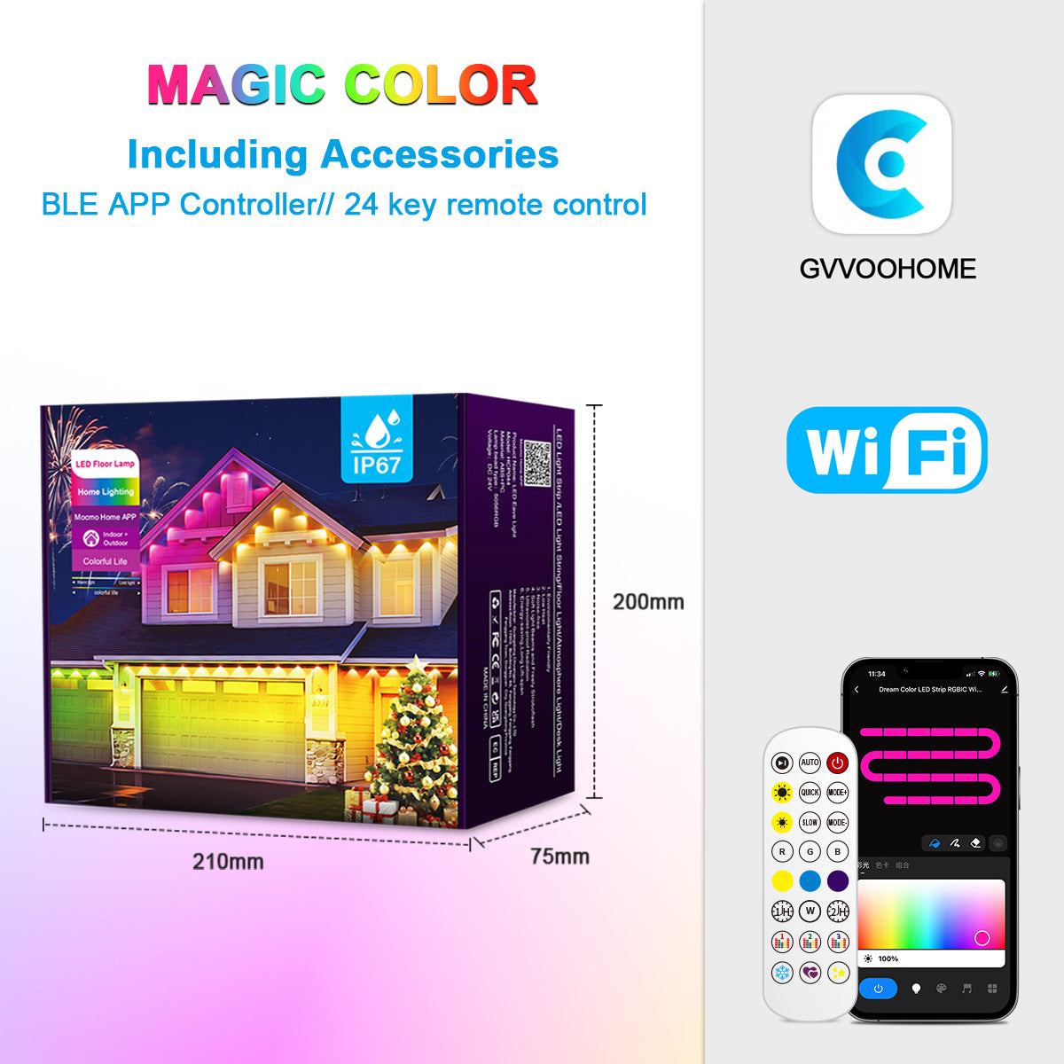 RGB Eaves Light Bluetooth Eaves Light String LED Eaves Lamp Outdoor Waterproof Eaves Lamp Room Eaves Lamp Symphony Eaves Lamp