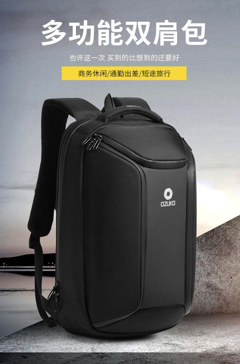 ozuko New Men's Business Backpack School Bag Student Multifunctional Computer usb Waterproof Korean Style Backpack