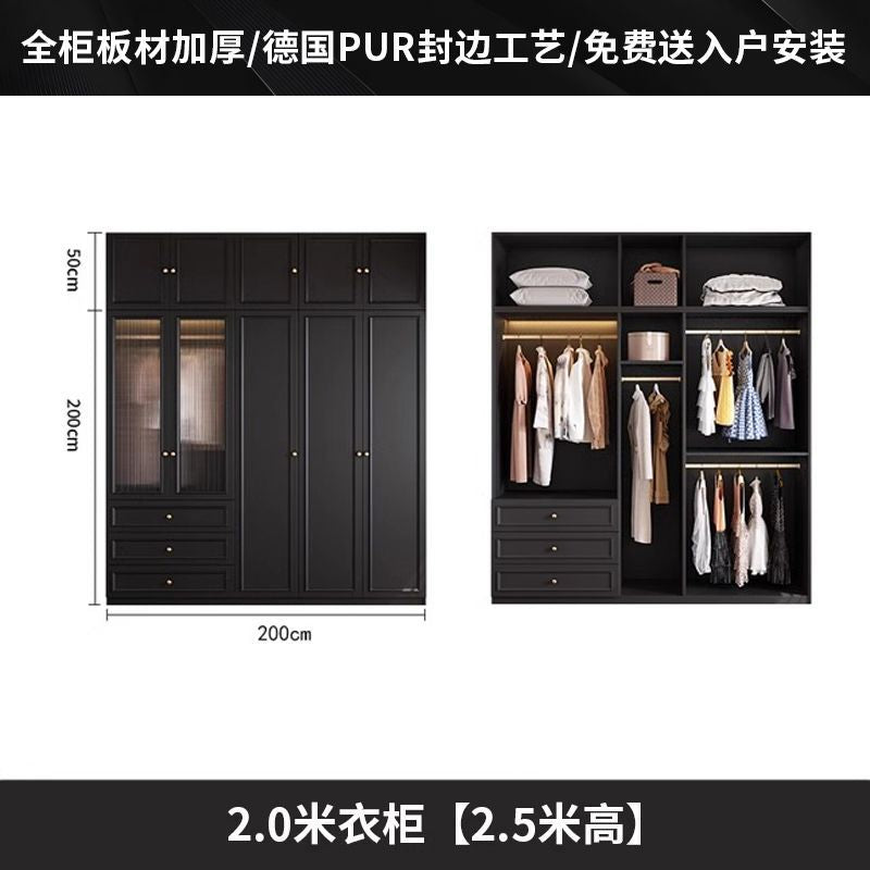 Vintage Style Wardrobe Black Cabinet Wardrobe for Home Bedroom Small Apartment Modern Simple Side Cabinet Top Cabinet Furniture Wardrobe