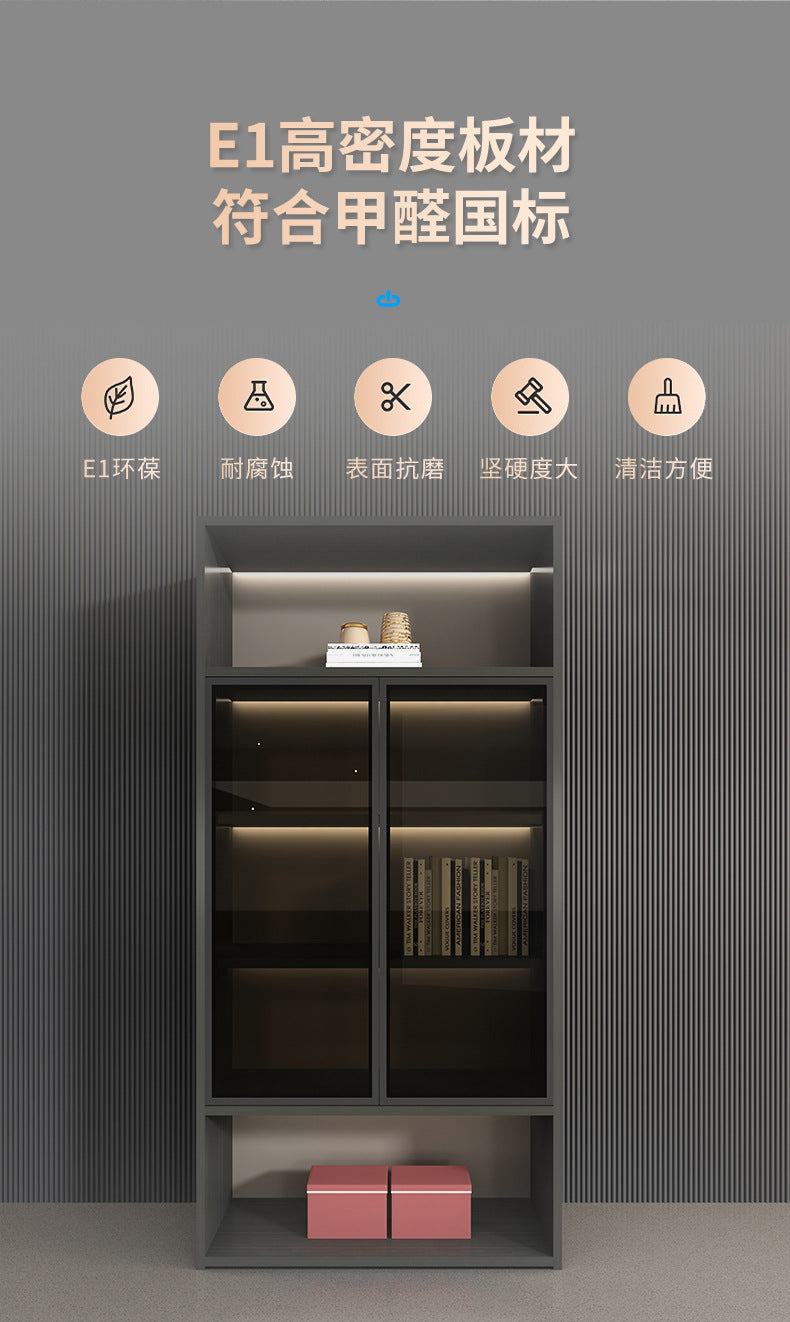 Boss Office Light Luxury Wooden Archive File Cabinet Archive Cabinet Storage Bookcase Manager Room Background Cabinet