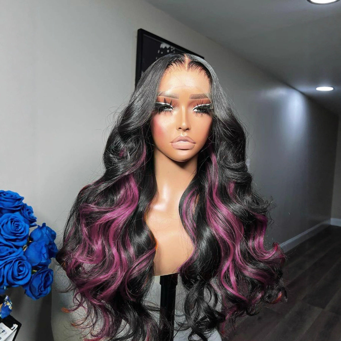 Highlight Lace Front Wig Ombre Light Brown Synthetic Wigs